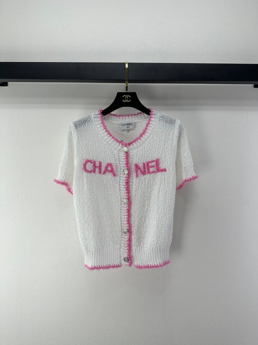 Knit short-sleeve cardigan