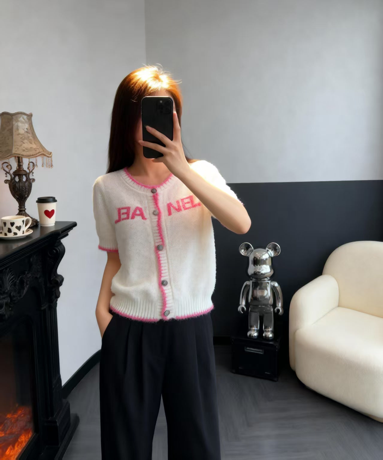 Knit short-sleeve cardigan