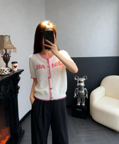 Knit short-sleeve cardigan