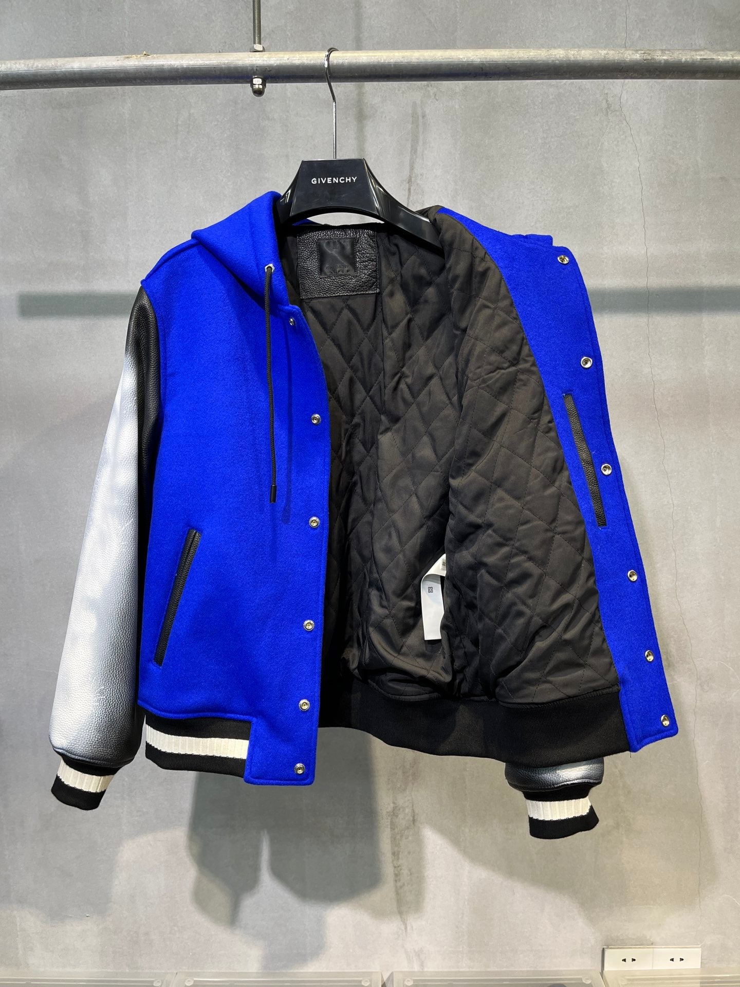 Leather baseball jacket