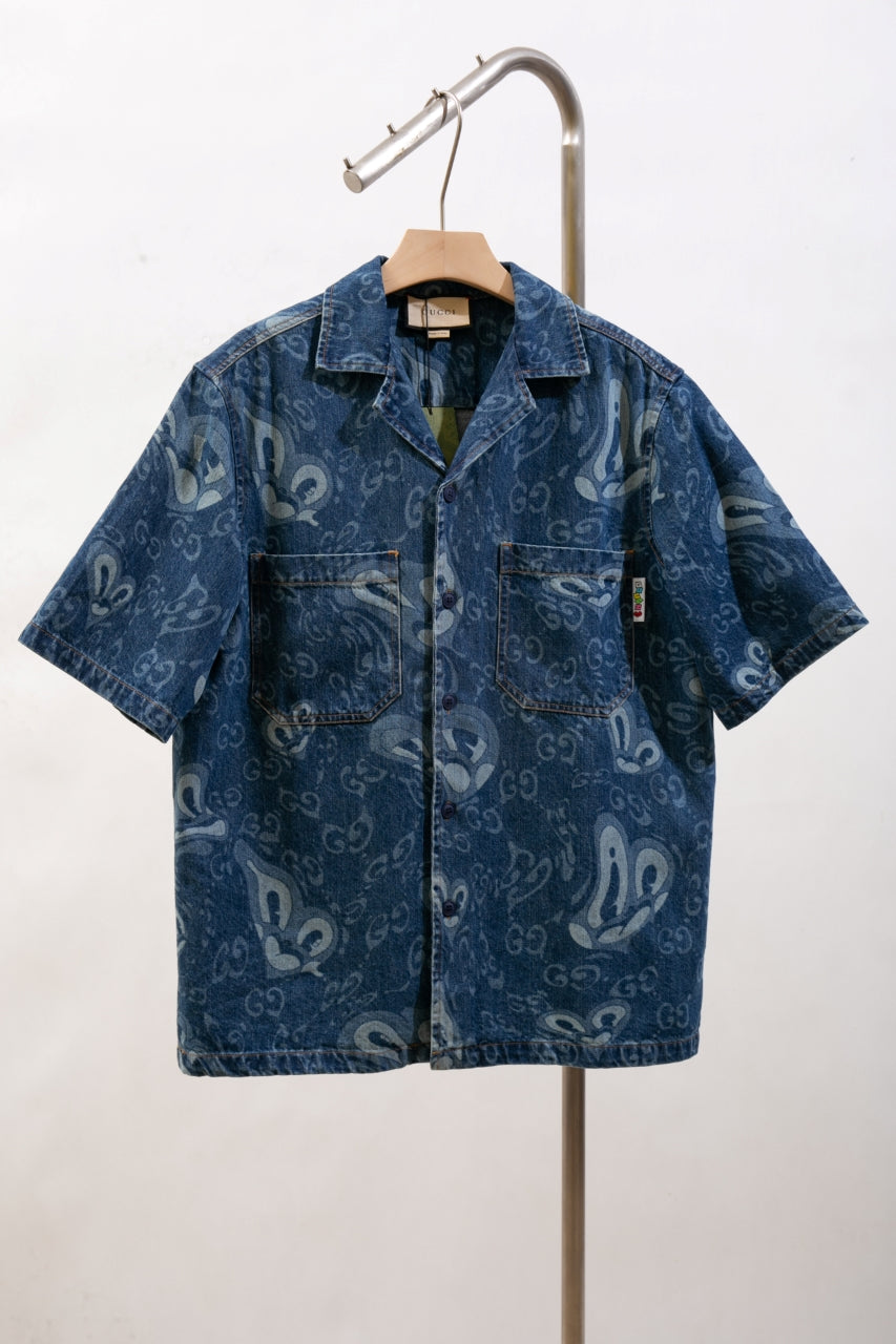 Denim short sleeve shirt