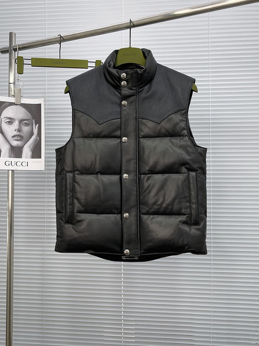 leather down vest