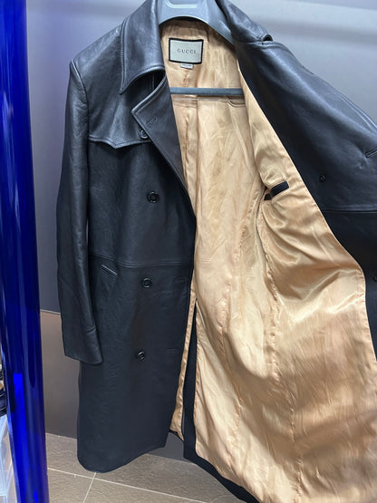 Leather Long Trench Coat