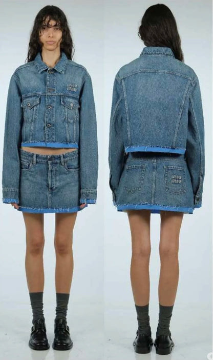 Denim jacket + Denim skirt