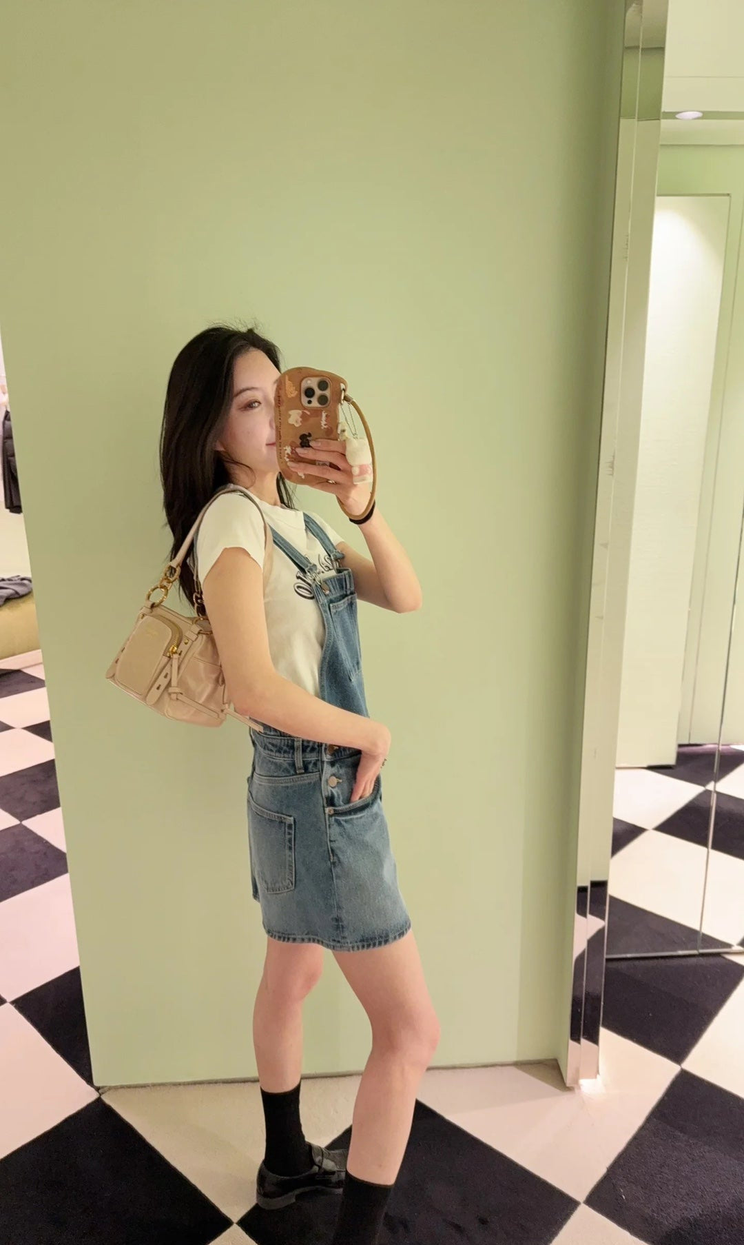 Denim overall dress