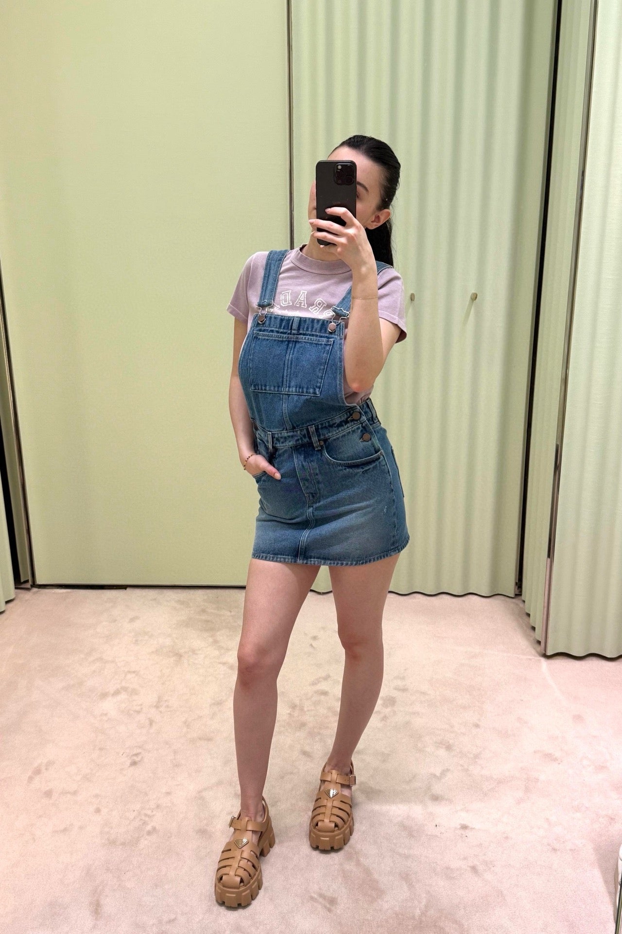 Denim overall dress