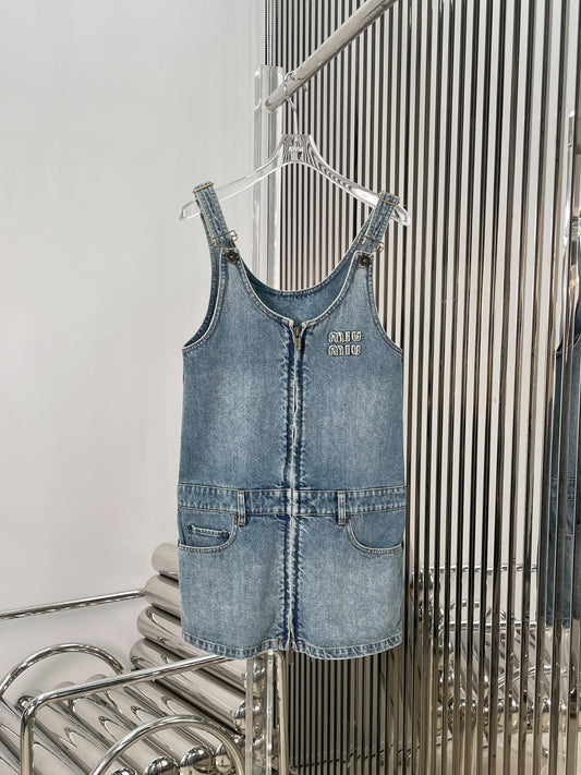 Denim overall dress