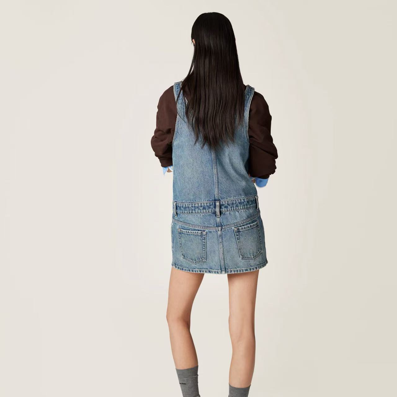 Denim overall dress