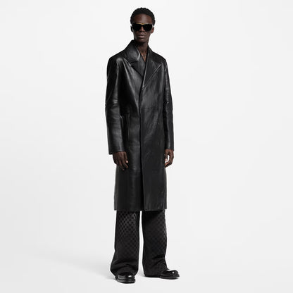 Leather Long Trench Coat