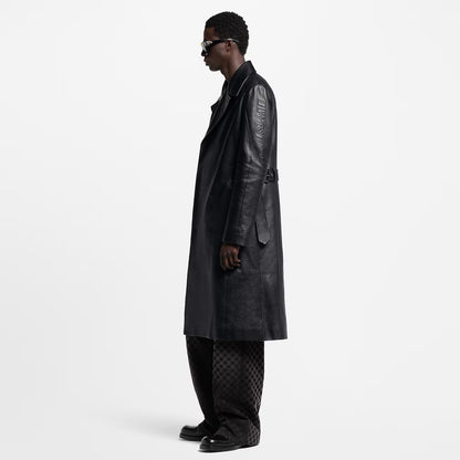 Leather Long Trench Coat