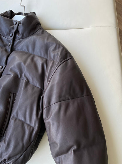 Leather down jacket