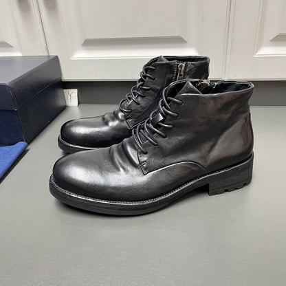 High-top leather shoes