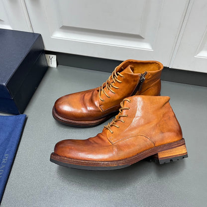 High-top leather shoes