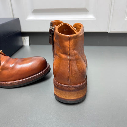 High-top leather shoes
