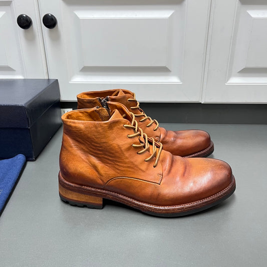 High-top leather shoes