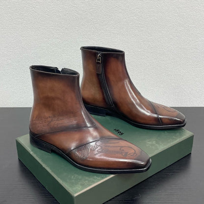 High-top leather shoes