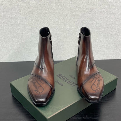 High-top leather shoes