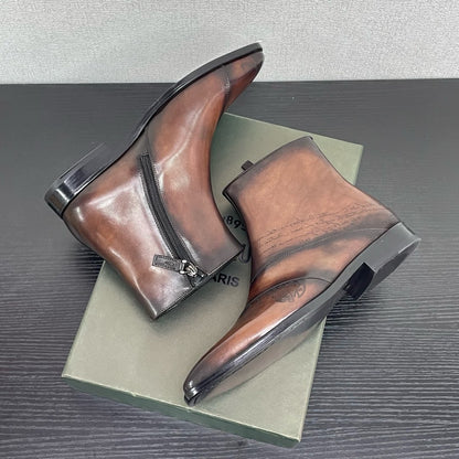 High-top leather shoes