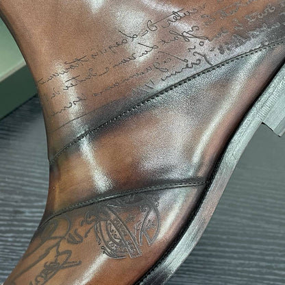 High-top leather shoes