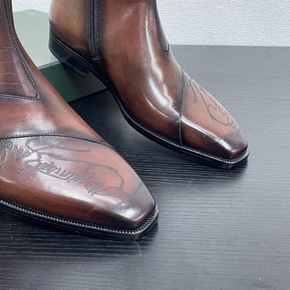 High-top leather shoes