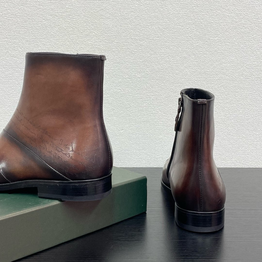 High-top leather shoes