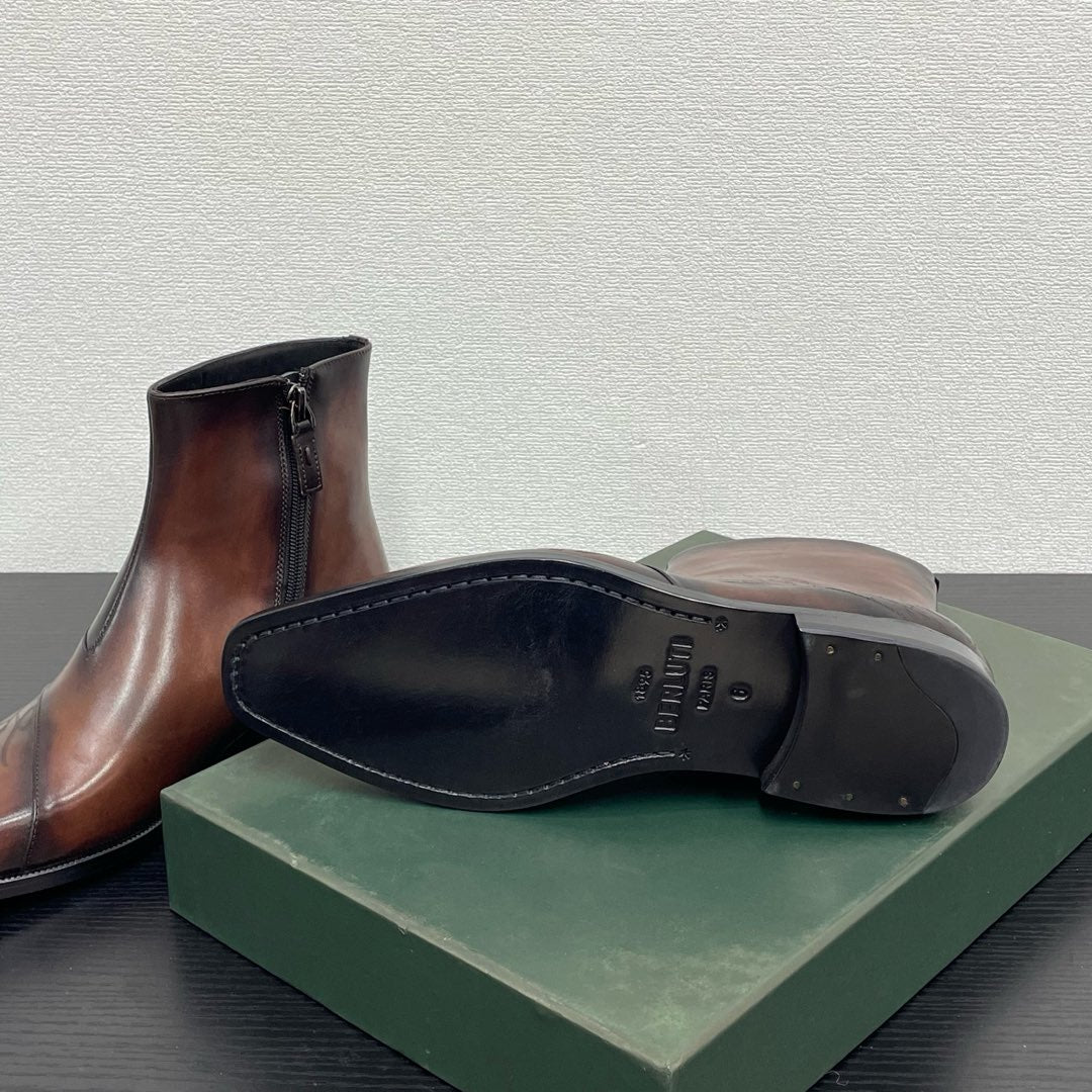 High-top leather shoes