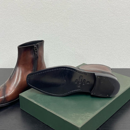 High-top leather shoes