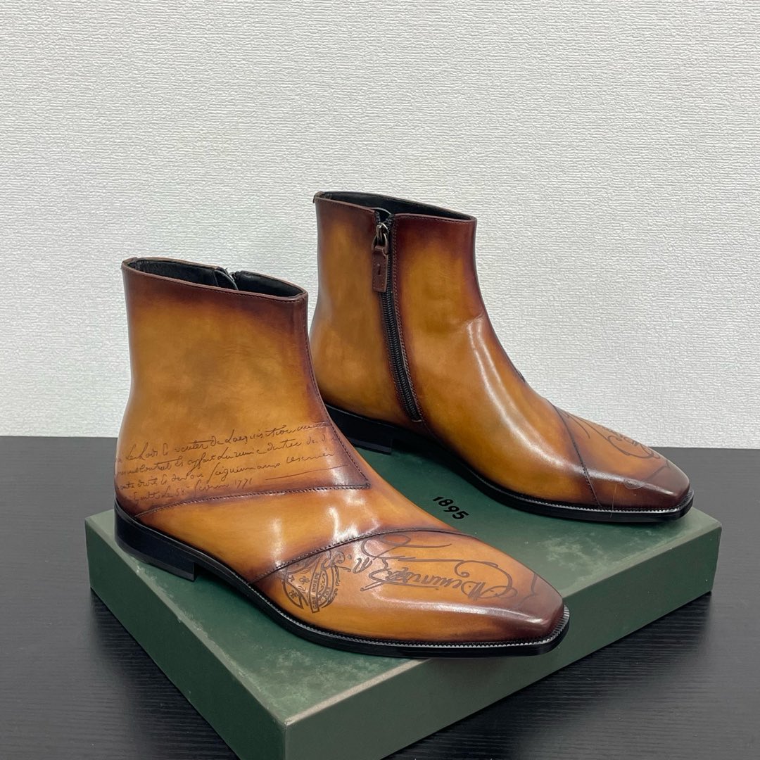 High-top leather shoes