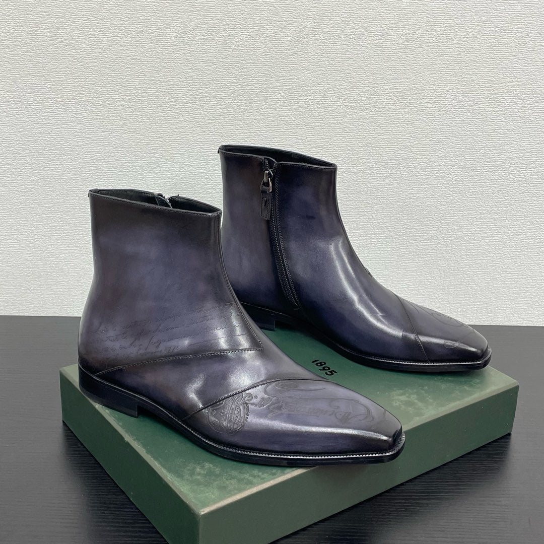 High-top leather shoes