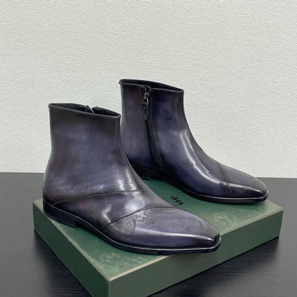 High-top leather shoes