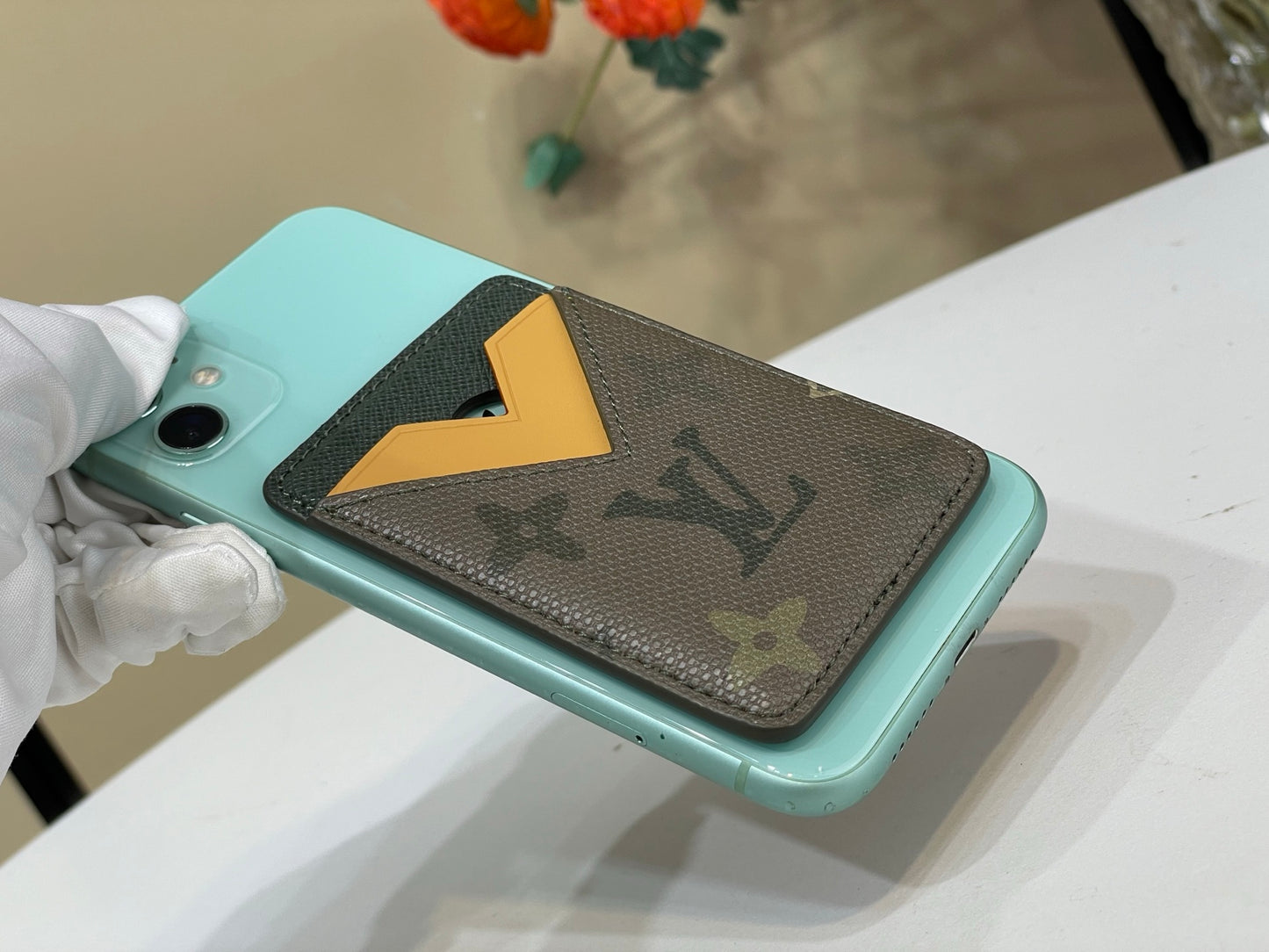 Magnetic phone card holder