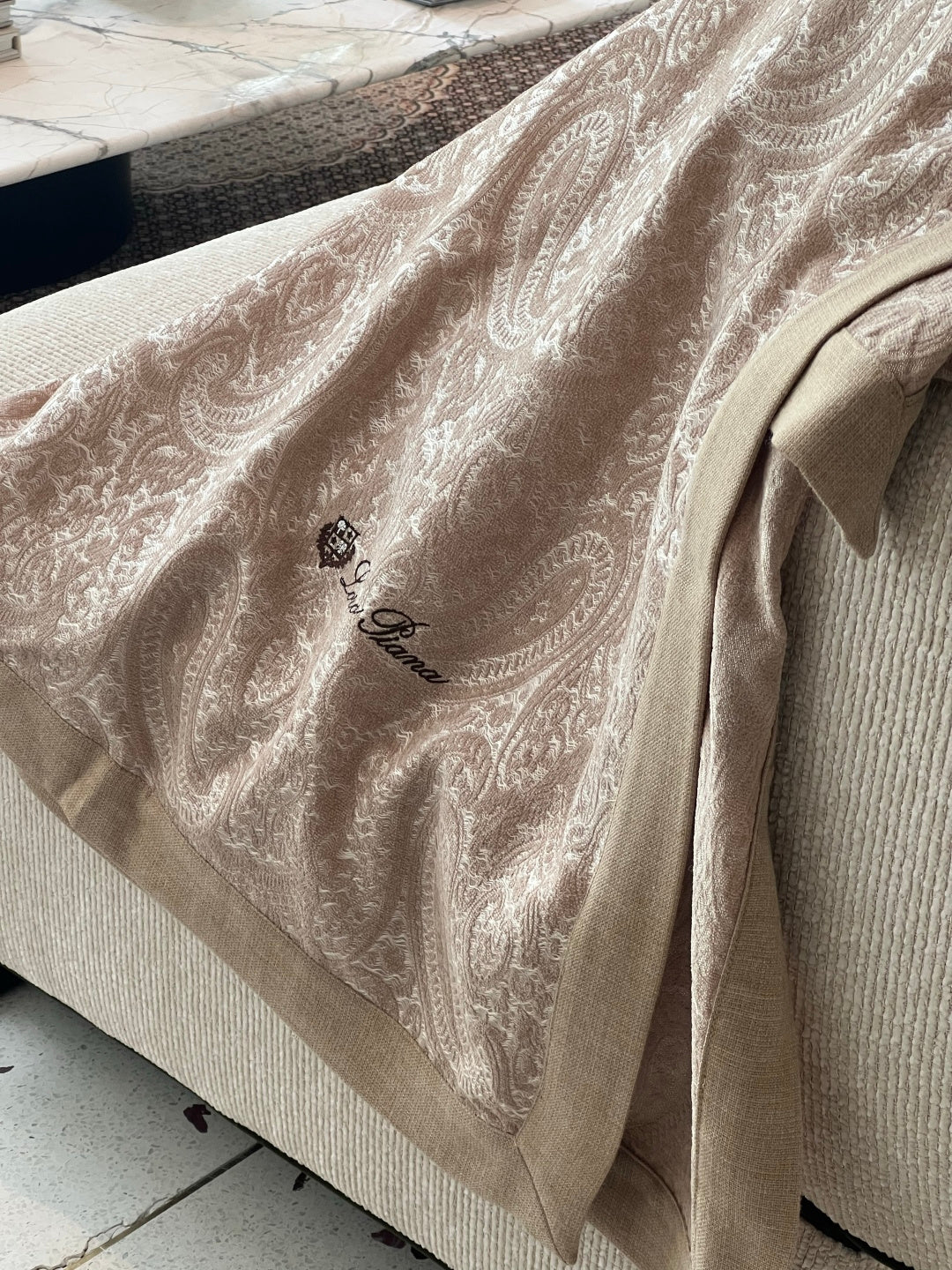 Gobi suede wool jacquard-blend blanket